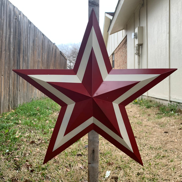 12",16",24",30",36" RED WHITE METAL BARN STAR METAL WALL ART HANDMADE
