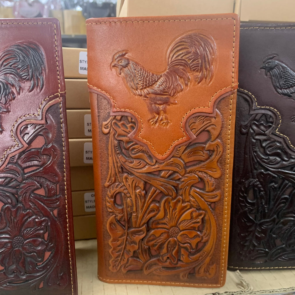 GENUINE LEATHER WESTERN CHECKBOOK MEN'S WALLET WESTERN FASHION