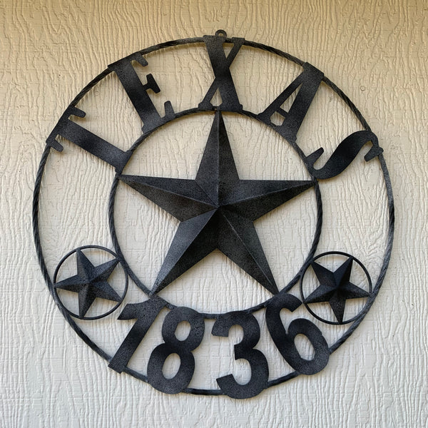 20" DISTRESSED BLACK TEXAS 1836 BARN LONE STAR TWO TONE METAL ART WESTERN HOME DECOR VINTAGE RUSTIC DARK BRONZE NEW