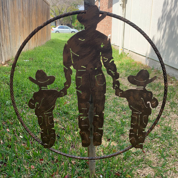 18",24" FATHER & 2 SON LASER CUT METAL WALL ART CUSTOM VINTAGE CRAFT RUSTIC BRONZE COPPER HAND MADE