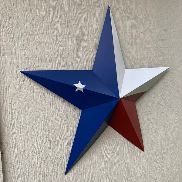 12",16",24",32",36" RED WHITE & BLUE METAL BARN STAR METAL WALL ART WESTERN HOME DECOR VINTAGE RUSTIC ART