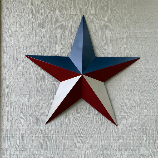 16",24",36" RED WHITE & BLUE METAL BARN STAR METAL WALL ART WESTERN HOME DECOR HANDMADE NEW ART #EH12939