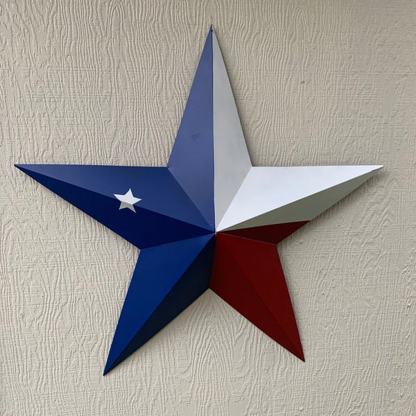 12",16",24",32",36" RED WHITE & BLUE METAL BARN STAR METAL WALL ART WESTERN HOME DECOR VINTAGE RUSTIC ART