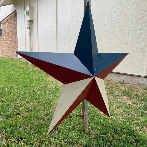 16",24",36" RED WHITE & BLUE METAL BARN STAR METAL WALL ART WESTERN HOME DECOR HANDMADE NEW ART #EH12939