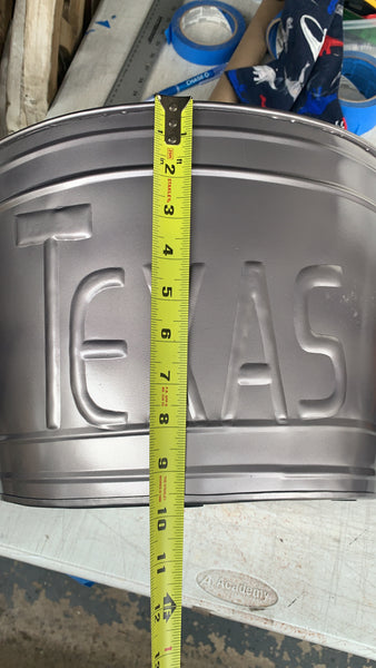 18" TEXAS BUCKET SILVER METAL OVAL TUB WESTERN HOME DECOR METAL ART--BRAND NEW