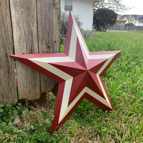 12",16",24",30",36" RED WHITE METAL BARN STAR METAL WALL ART HANDMADE