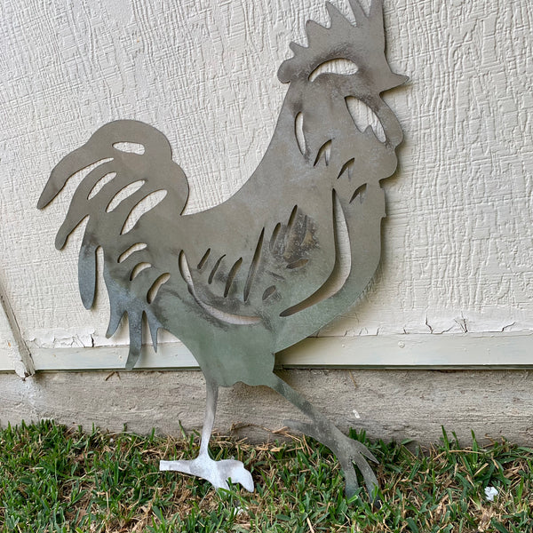 28"  X 28" CUSTOM ROOSTER LASERCUT ART WITH RING DESIGN WESTERN METAL ANIMAL ART HOME WALL DECOR BRAND NEW