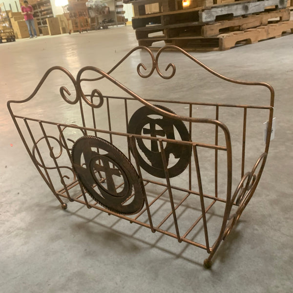 16" CROSS TEXAS MAP MAGAZINE HOLDER RACK WESTERN HOME DECOR METAL NEW ART #EH12037