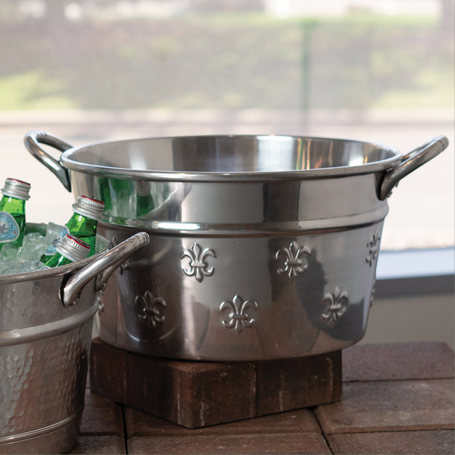 14" ROUND FLEUR DE LIS TUB HOME DECOR NEW