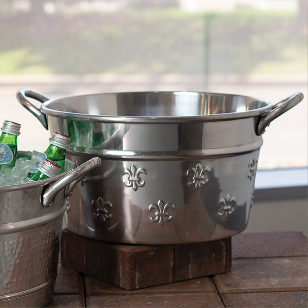 14" ROUND FLEUR DE LIS TUB HOME DECOR NEW