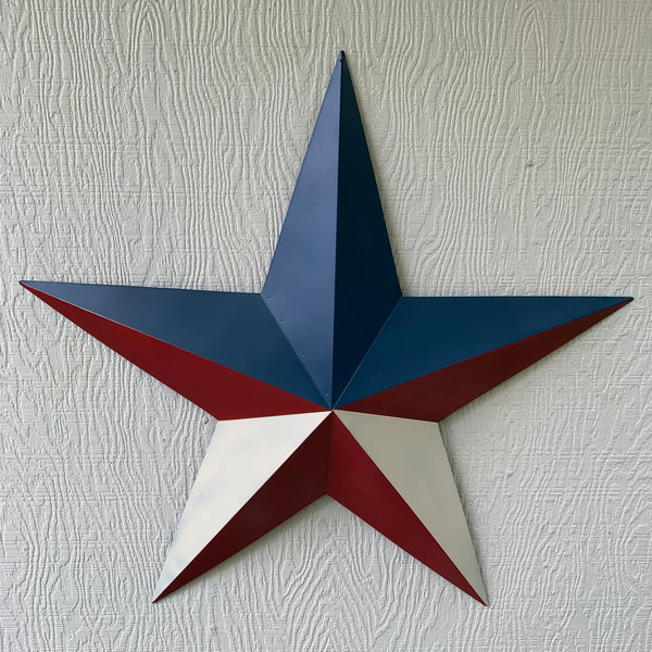 16",24",36" RED WHITE & BLUE METAL BARN STAR METAL WALL ART WESTERN HOME DECOR HANDMADE NEW ART #EH12939