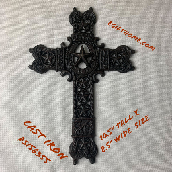 Si56355 STARS CROSS CAST IRON WESTERN HOME DECOR NEW