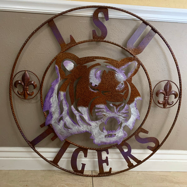 12,18",24",32" LSU TIGERS PURPLE WHITE CUSTOM METAL TEAM VINTAGE CRAFT HANDMADE
