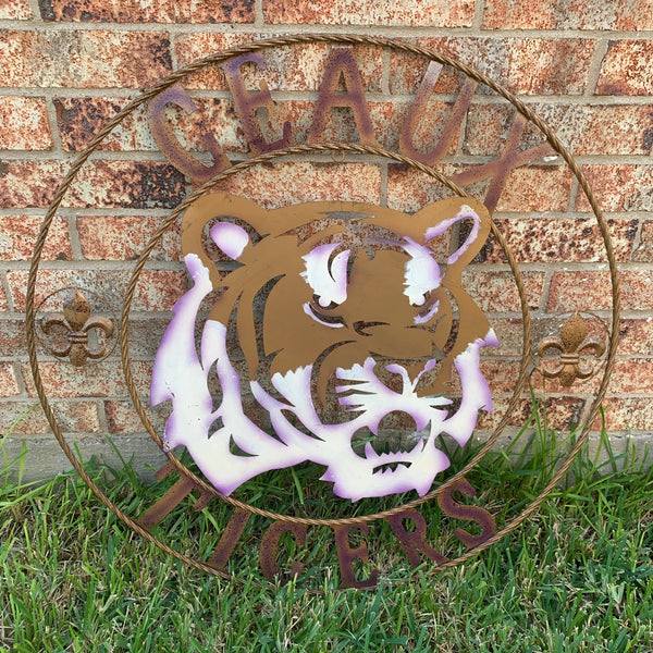 12",18", 24", 32", 36" GEAUX TIGERS CUSTOM METAL VINTAGE CRAFT SIGN TEAM HANDMADE