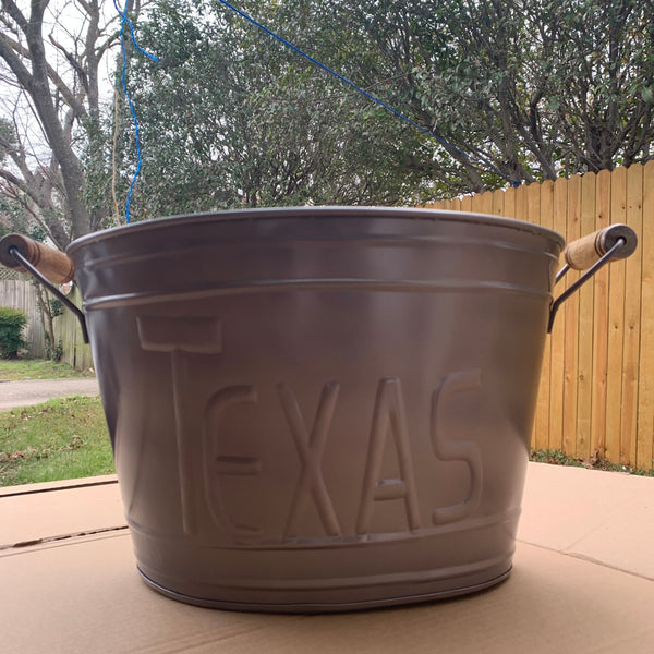 18" TEXAS BUCKET SILVER METAL OVAL TUB WESTERN HOME DECOR METAL ART--BRAND NEW