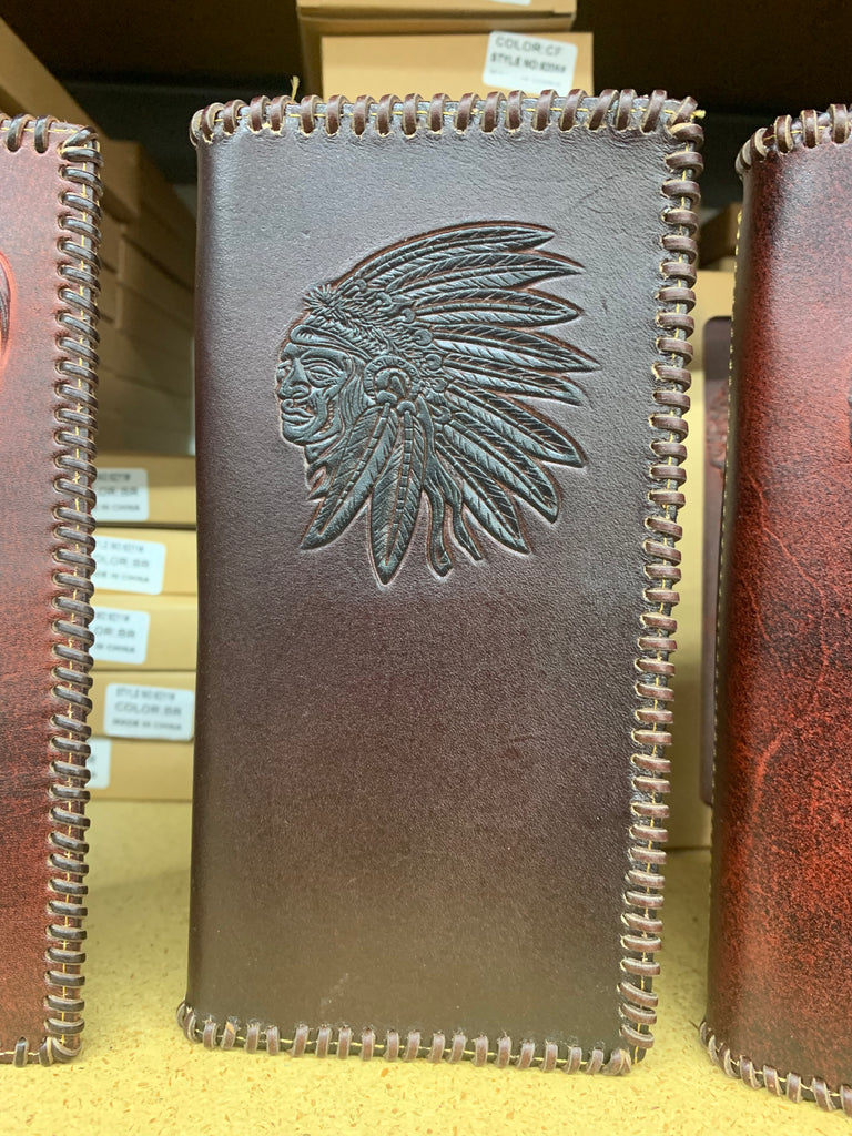 INDIAN CHECKBOOK WALLET MEN'S WALLET GENUINE LEATHER NEW
