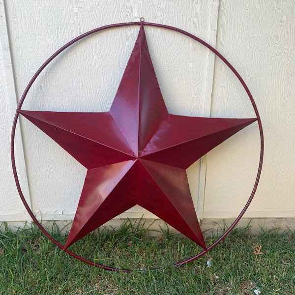 24",32",36" CRANBERRY RED STAR BARN METAL LONESTAR TWISTED ROPE RING WALL ART WESTERN HOME DECOR BRAND NEW