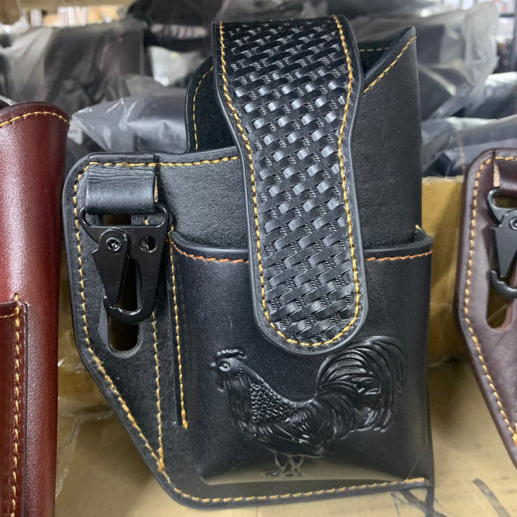 7" x 6" GENUINE LEATHER SHOOTING POUCH BELT LOOP HANDMADE NEW -- FREE SHIPPING