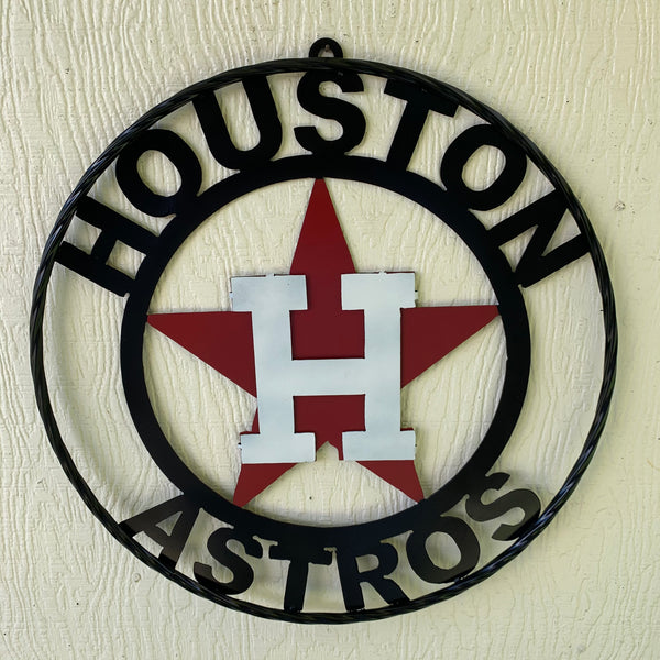 12",18",24",32",36" HOUSTON ASTROS ORANGE WHITE & BLACK CUSTOM METAL VINTAGE CRAFT WALL ART