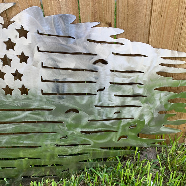TATTERED USA AMERICAN FLAG RAW METAL LASERCUT HANDMADE WESTERN HOME DECOR BRAND NEW