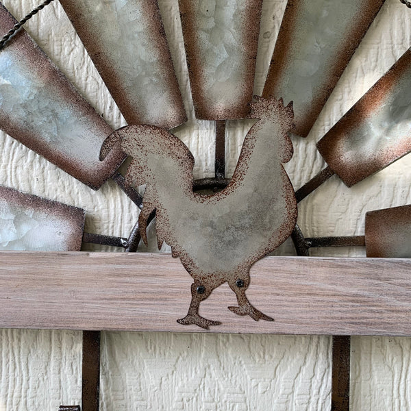 24" GALVANIZED HALF WINDMILL WESTERN KEY HOLDER HOOK WALL ART METAL WESTERN HOME DECOR NEW