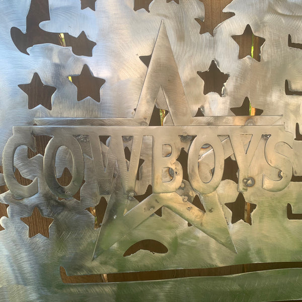 TATTERED DALLAS COWBOYS FLAG RAW METAL LASERCUT HANDMADE WESTERN HOME DECOR BRAND NEW