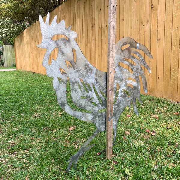 28"  X 28" CUSTOM ROOSTER LASERCUT ART WITH RING DESIGN WESTERN METAL ANIMAL ART HOME WALL DECOR BRAND NEW