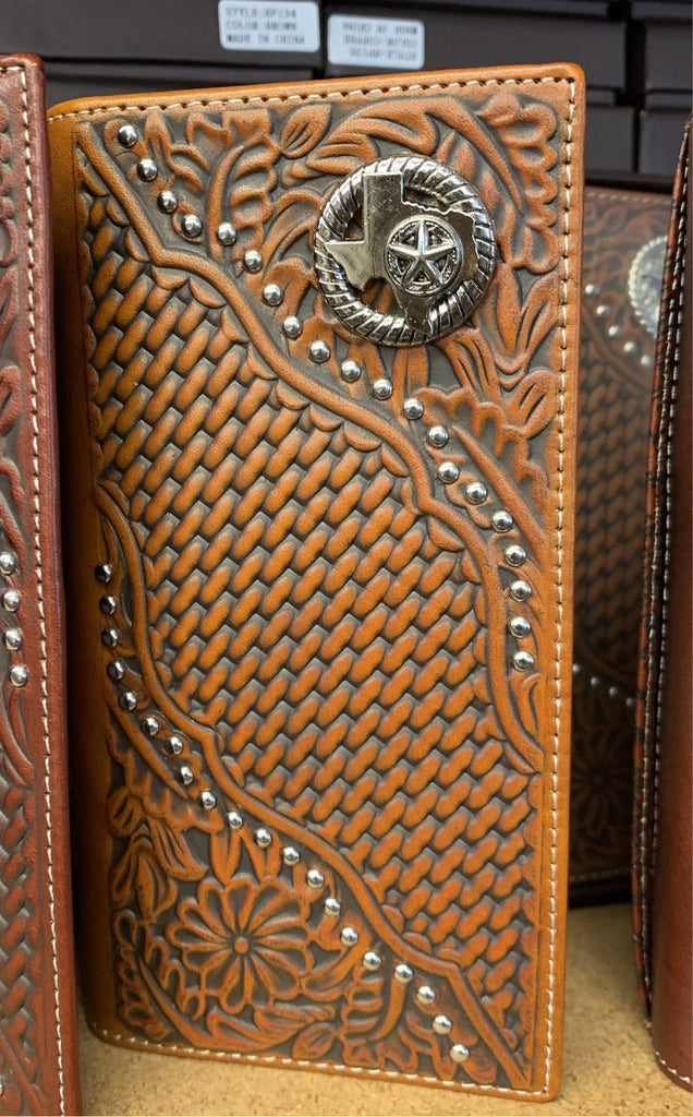 GENUINE LEATHER WESTERN CHECKBOOK MEN'S WALLET WESTERN FASHION