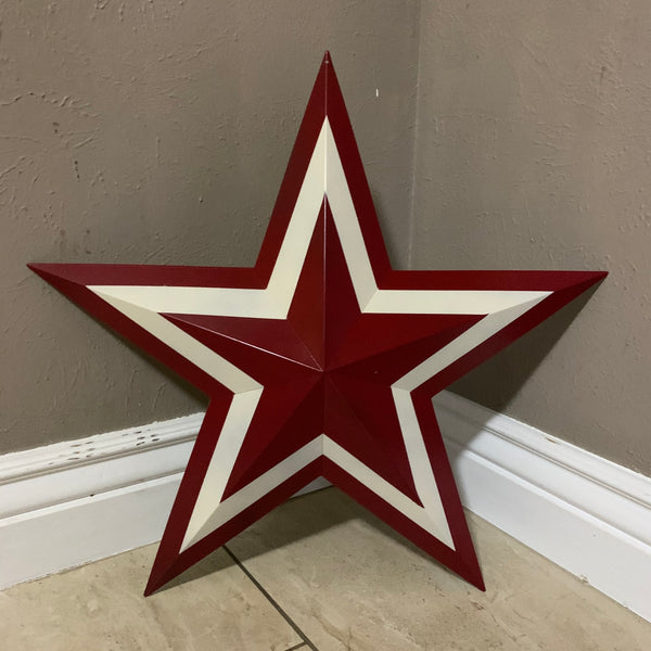 12",16",24",30",36" RED WHITE METAL BARN STAR METAL WALL ART HANDMADE