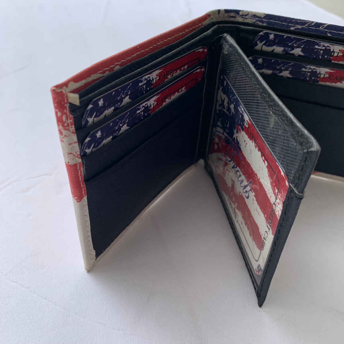 5" USA FLAG RED WHITE BLUE WALLET LEATHER BIFOLD WALLET NEW