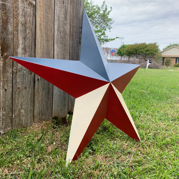 16",24",36" RED WHITE & BLUE METAL BARN STAR METAL WALL ART WESTERN HOME DECOR HANDMADE NEW ART #EH12939