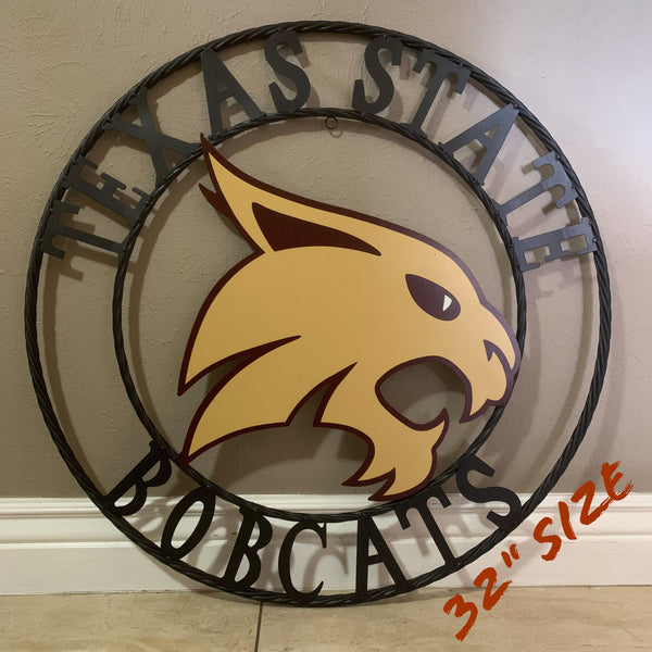 12",18",24",32",36" TEXAS STATE BOBCATS CUSTOM METAL VINTAGE CRAFT TEAM SIGN WESTERN HOME DECOR HANDMADE