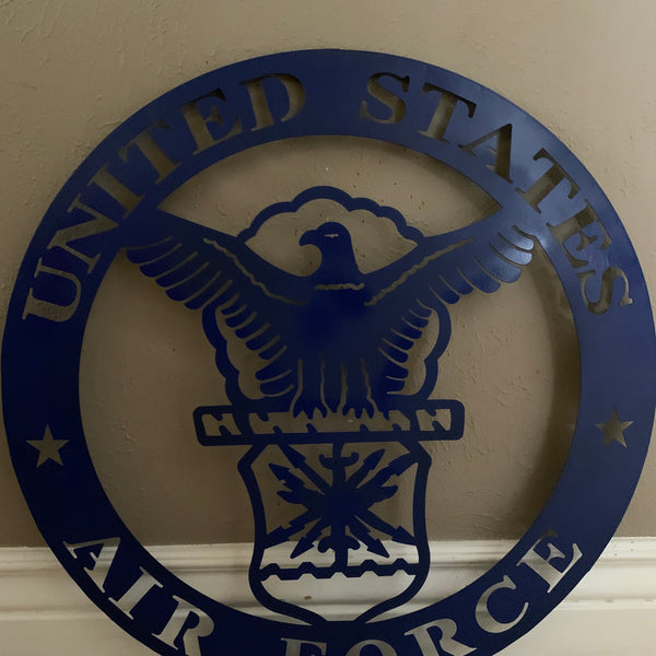 24" US AIR FORCE LASERCUT BLUE MILITARY METAL WALL ART AIRFORCE WESTERN HOME DECOR NEW