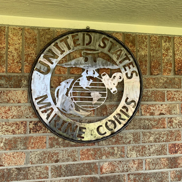 24" US MARINE CORPS MILITARY LASERCUT RAW METAL WALL ART WESTERN HOME DECOR HANDMADE NO PAINT