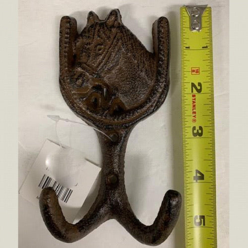 5.5" HORSE KEY HOLDER COAT HOOK CAST IRON WALL ART METAL WESTERN HOME DECOR NEW