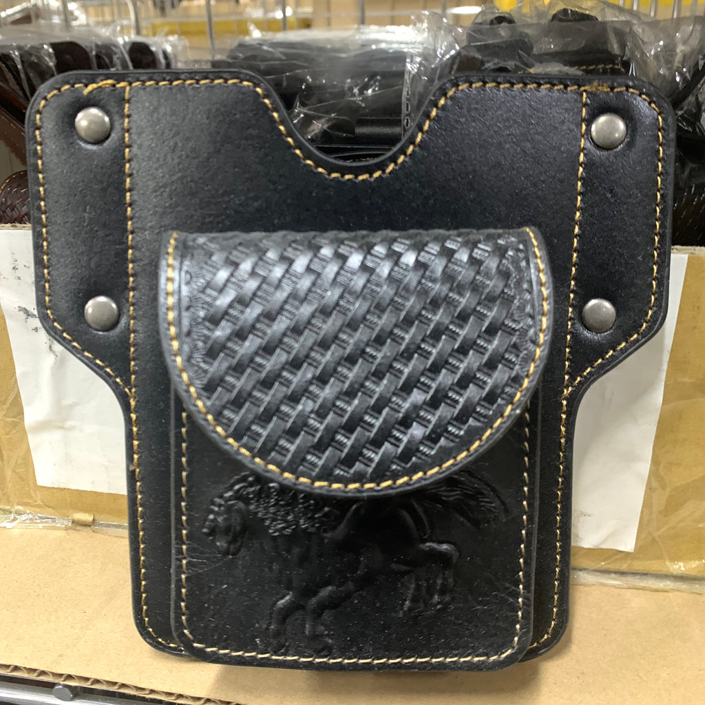 7" x 6" GENUINE LEATHER SHOOTING POUCH BELT LOOP HANDMADE NEW -- FREE SHIPPING