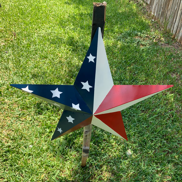 12",16",24",30",36" USA AMERICAN FLAG STAR STYLE #1 RED WHITE & BLUE METAL BARN STAR WALL ART HANDMADE STYLE# 1