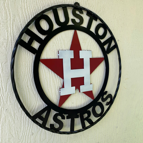 12",18",24",32",36" HOUSTON ASTROS ORANGE WHITE & BLACK CUSTOM METAL VINTAGE CRAFT WALL ART