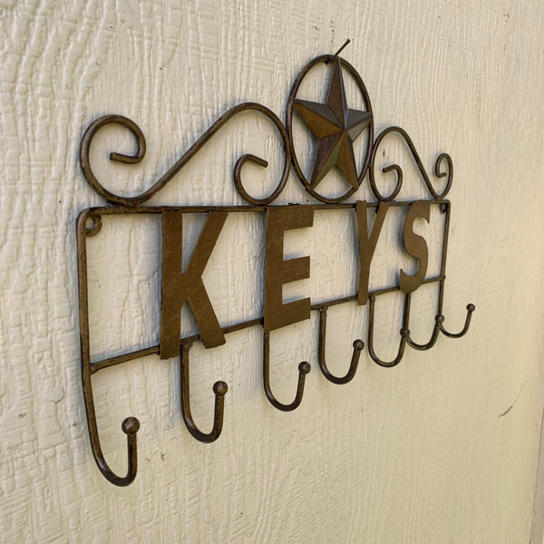 16"x10" LONESTAR KEYS HOLDER METAL HOOKS HANDMADE USA WALL ART METAL WESTERN HOME DECOR NEW BRONZE