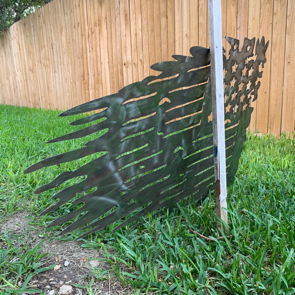 TATTERED USA AMERICAN FLAG RAW METAL LASERCUT HANDMADE WESTERN HOME DECOR BRAND NEW