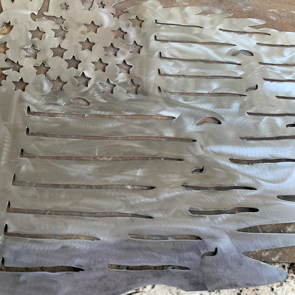 TATTERED USA AMERICAN FLAG RAW METAL LASERCUT HANDMADE WESTERN HOME DECOR BRAND NEW