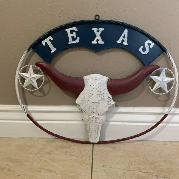 24" X 18" TEXAS LONGHORNS METAL ART WALL DECOR WESTERN HOME DECOR NEW