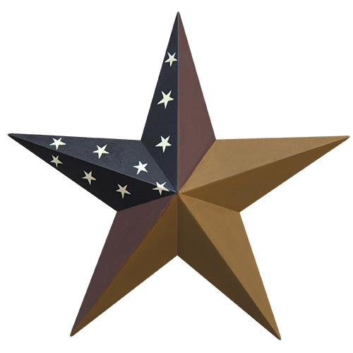 COLONIAL BARN STAR METAL RED BEIGE & BLUE Wall Art Western Home Decor Handmade 5",8"12",18",24"- FREE SHIPPING