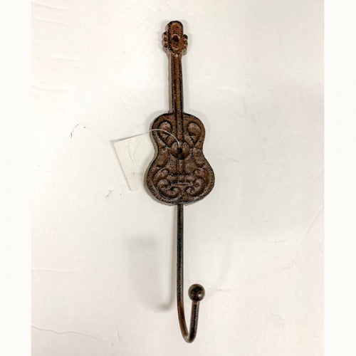 9" GUITAR HOOK CAST IRON WALL ART METAL WESTERN HOME DECOR NEW