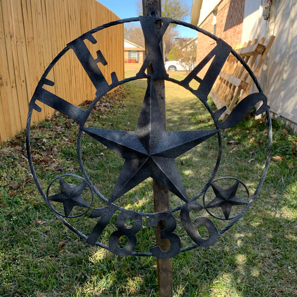 20" DISTRESSED BLACK TEXAS 1836 BARN LONE STAR TWO TONE METAL ART WESTERN HOME DECOR VINTAGE RUSTIC DARK BRONZE NEW
