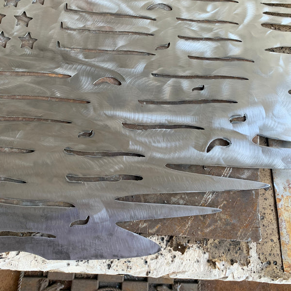 TATTERED USA AMERICAN FLAG RAW METAL LASERCUT HANDMADE WESTERN HOME DECOR BRAND NEW