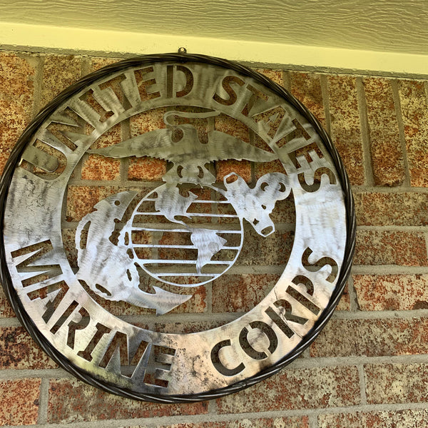 24" US MARINE CORPS MILITARY LASERCUT RAW METAL WALL ART WESTERN HOME DECOR HANDMADE NO PAINT