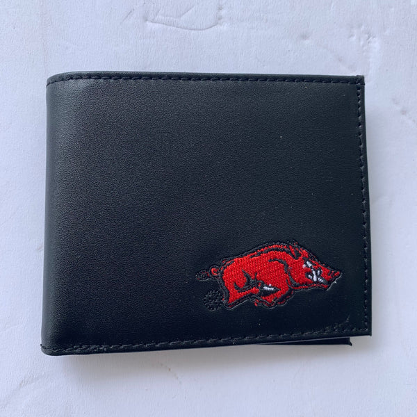 5" ARKANSAS RAZORBACKS CUSTOM LEATHER WALLET BIFOLD STYLE NEW-- FREE SHIPPING