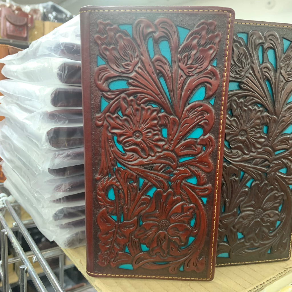 GENUINE LEATHER WESTERN CHECKBOOK MEN'S WALLET WESTERN FASHION