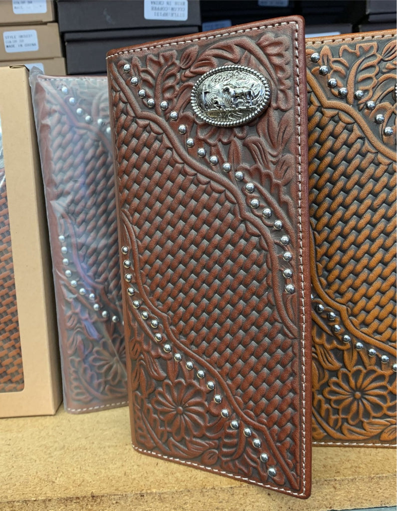 GENUINE LEATHER WESTERN CHECKBOOK MEN'S WALLET WESTERN FASHION ART